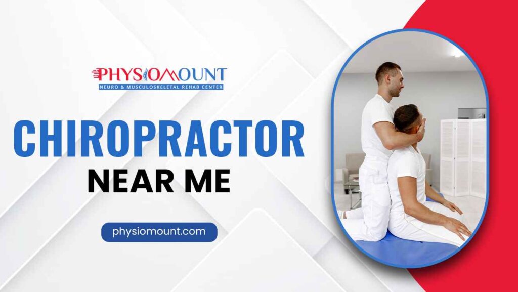 Chiropractor providing neck adjustment therapy to a patient at PhysioMount clinic